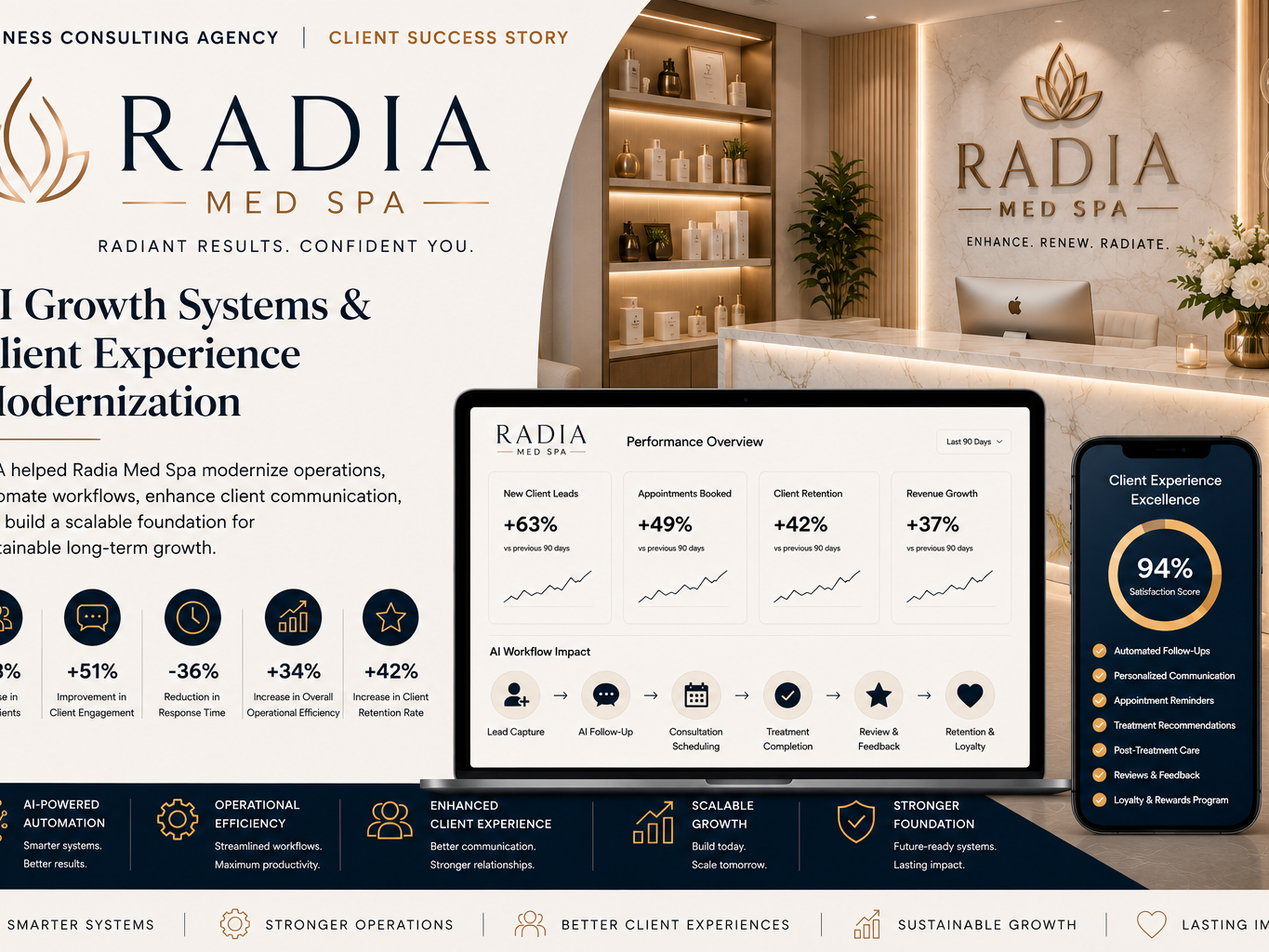 Radia Med Spa — AI Growth Systems & Client Experience Modernization